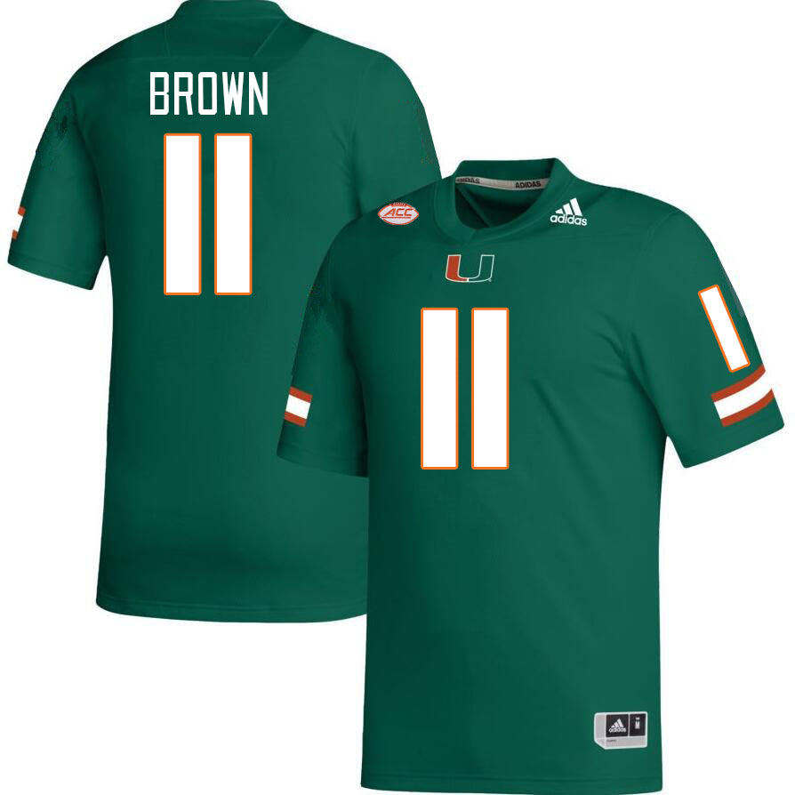 Men #11 Jacurri Brown Miami Hurricanes College Football Jerseys Stitched-Green - Click Image to Close